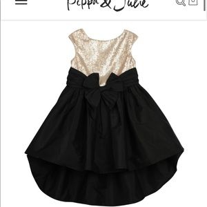 Pippa & Julie Girls gold and black dress